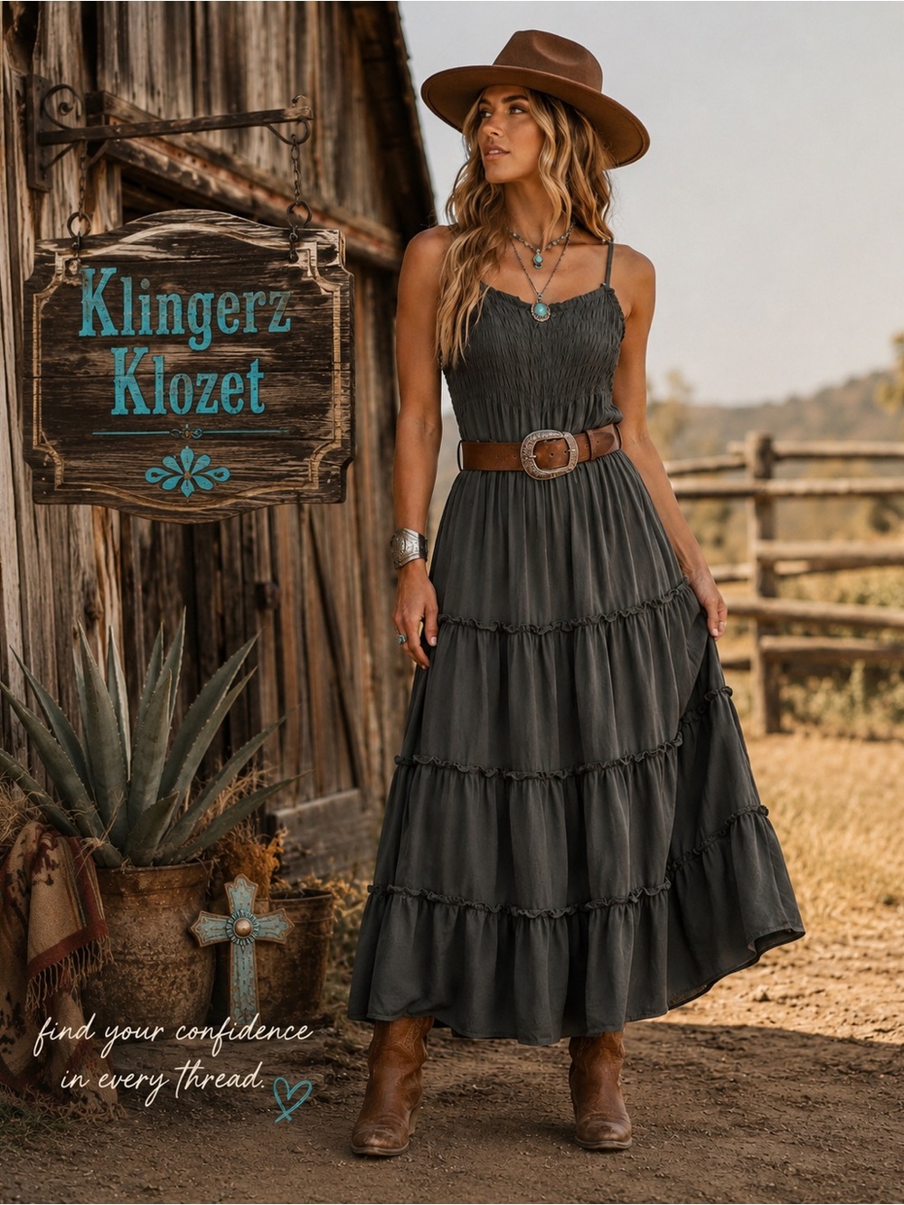 ZENANA Smocked Tiered Boho Maxi Dress – Size Small